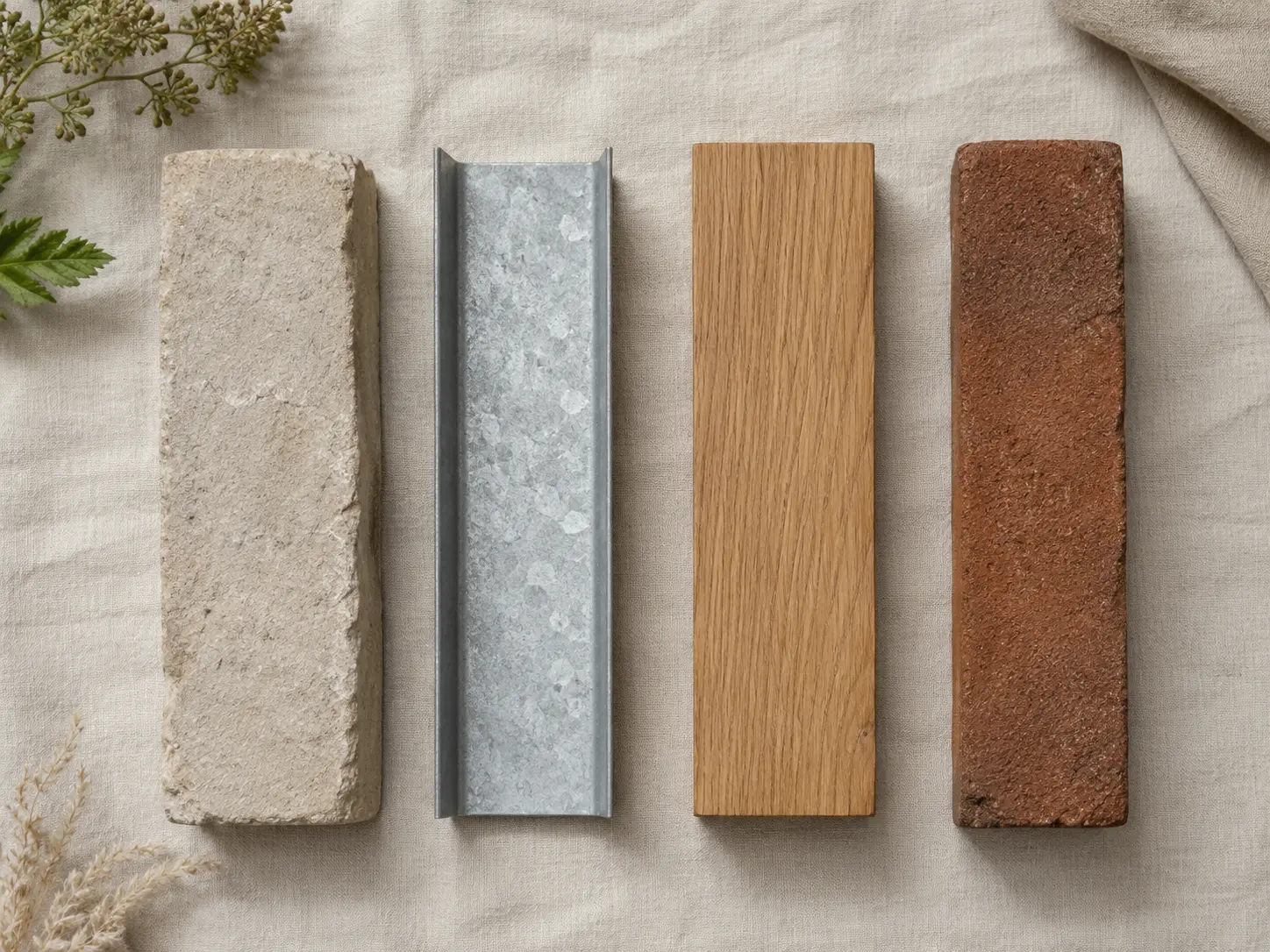 Verschiedene Einfassungsmaterialien nebeneinander