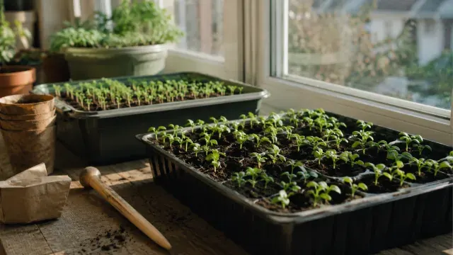 Vorziehen auf der Fensterbank