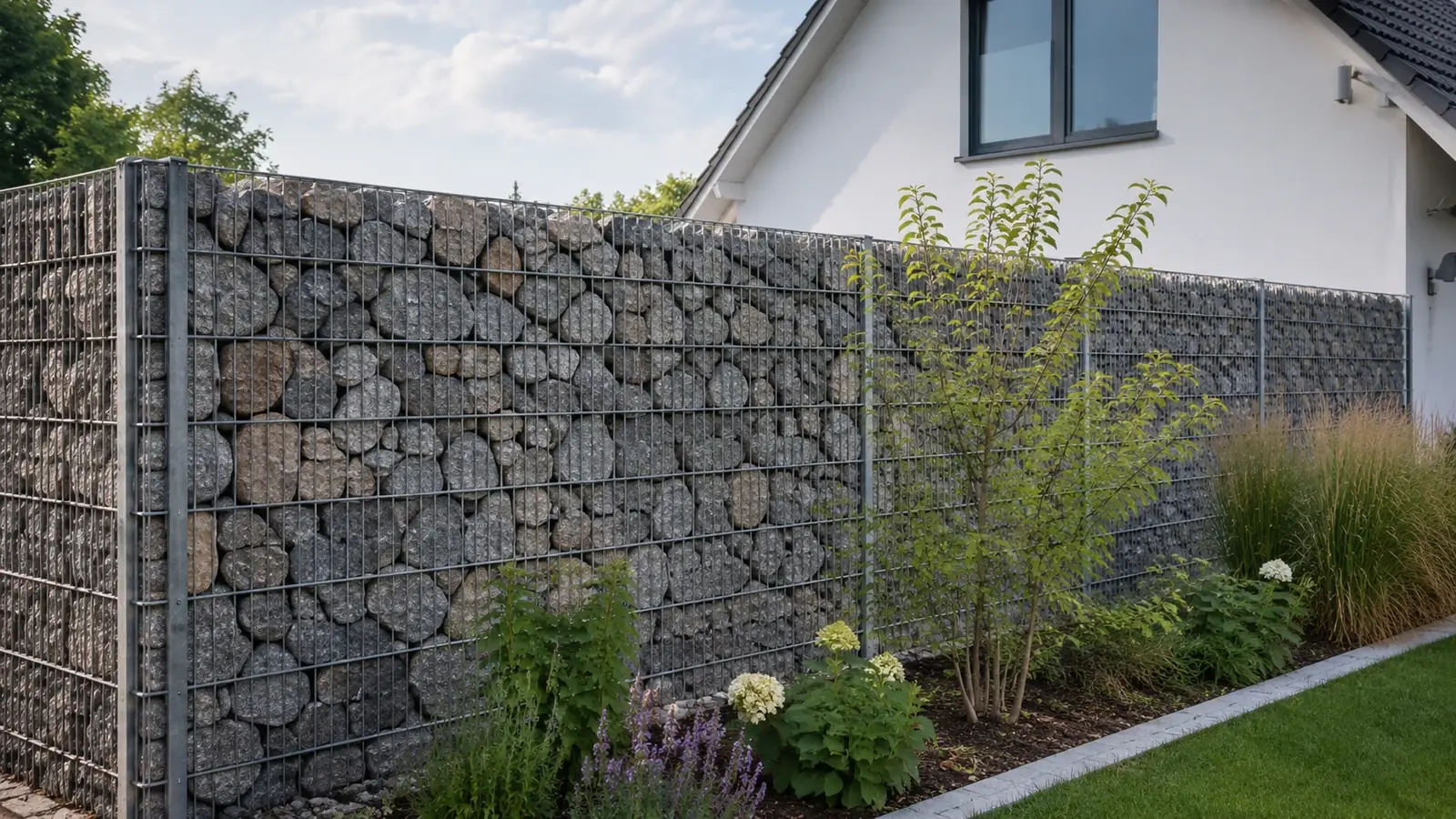 Gabionenzaun Anleitung im Garten