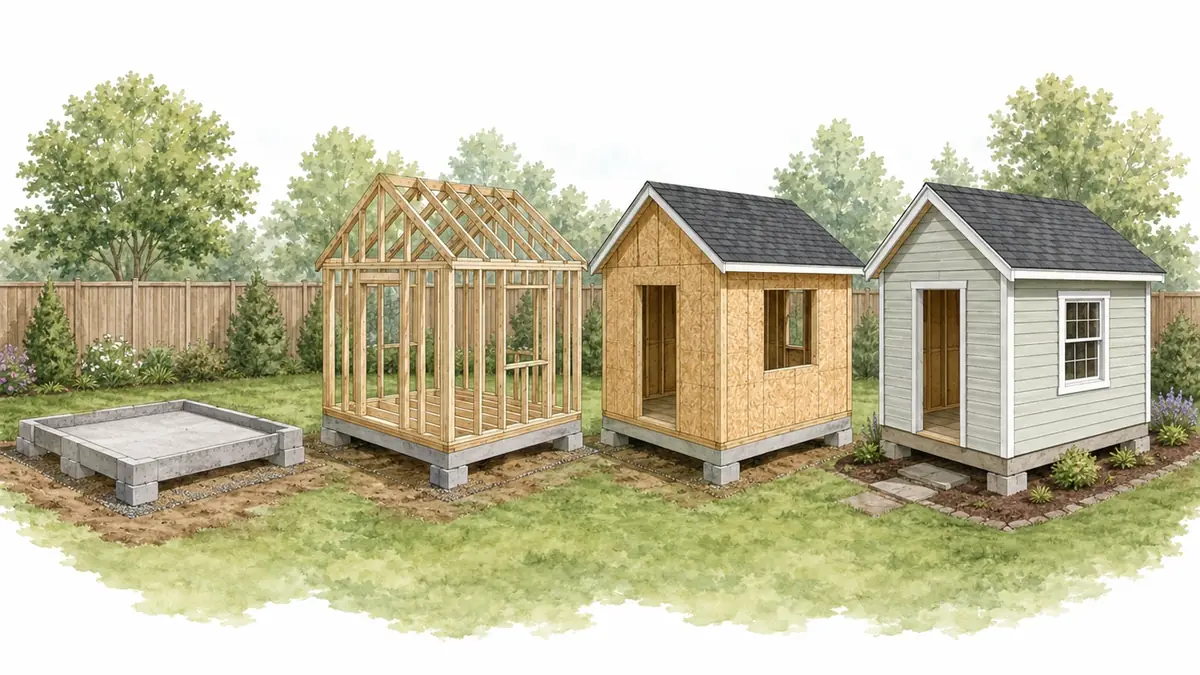 Gartenhaus bauen Anleitung: phasen