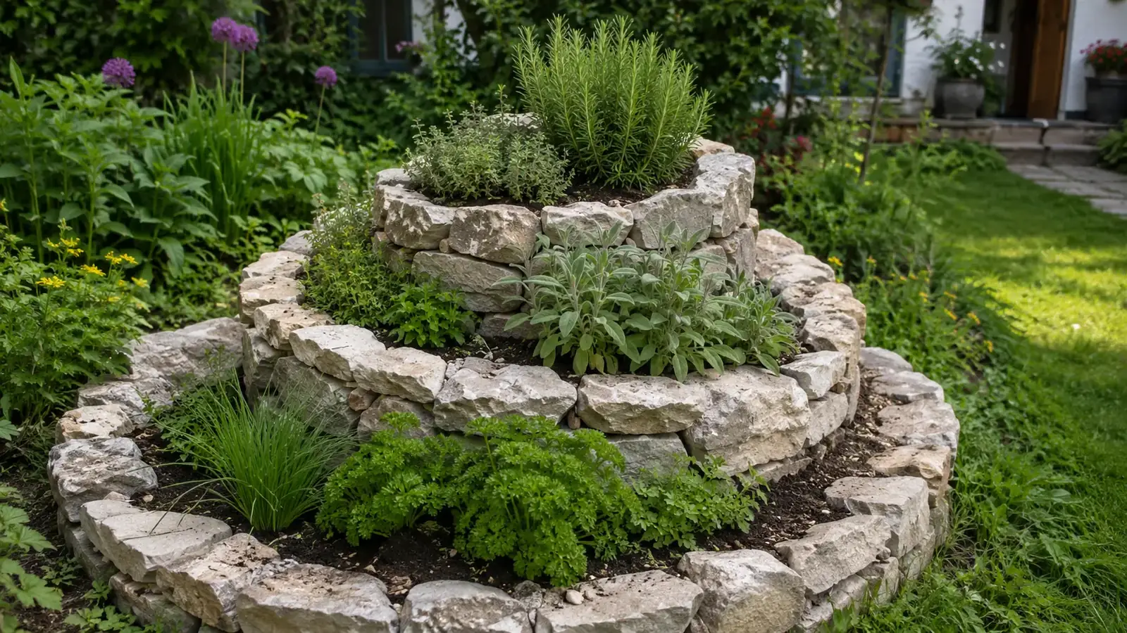 Kräuterspirale bauen im Garten