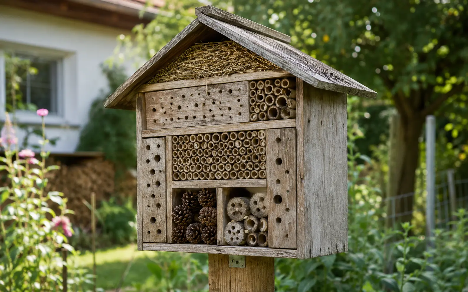 Insektenhotel als Nisthilfe im Naturgarten