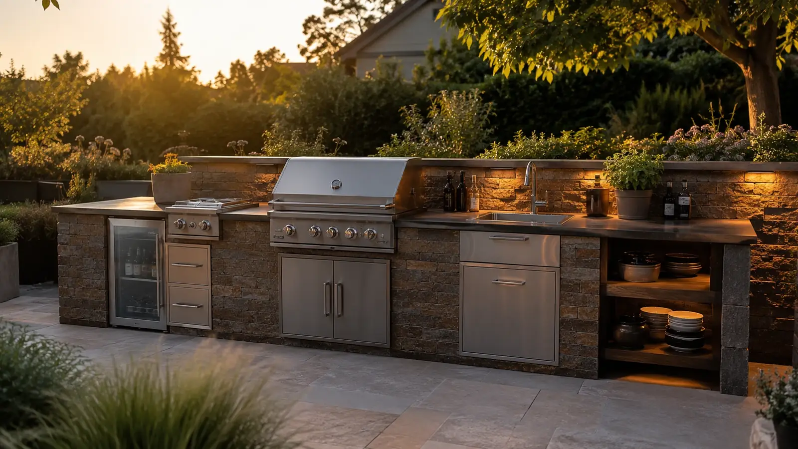 Outdoor-Küche planen: Grill, Spüle, Arbeitsfläche, Kosten und Anschlüsse