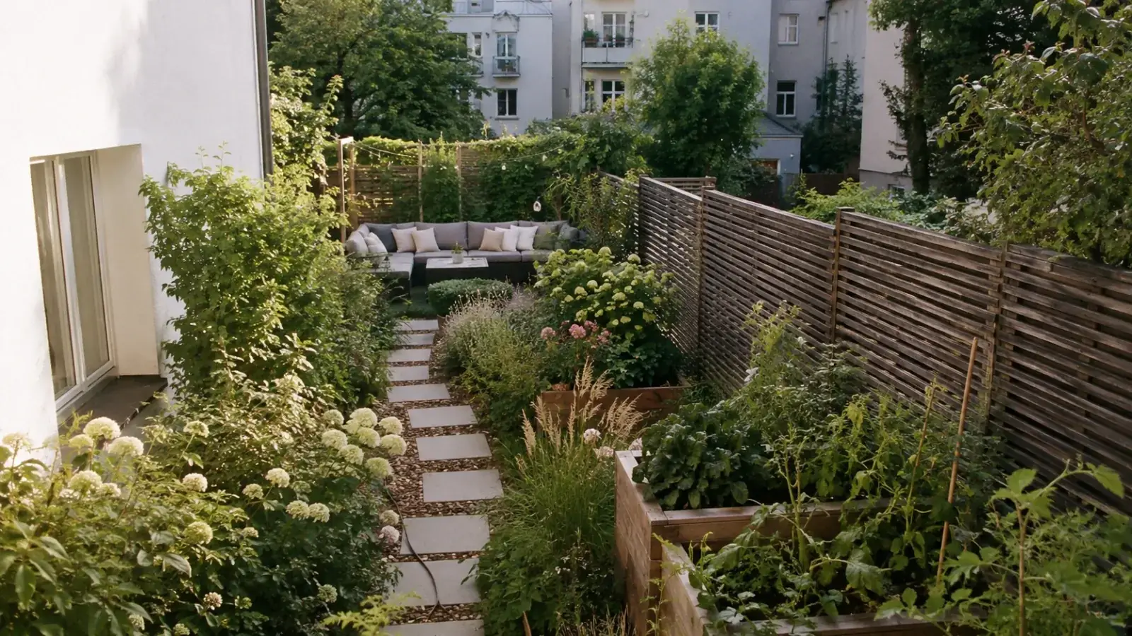 Reihenhausgarten gestalten: 50-100 m² optimal nutzen | gartenfeeling