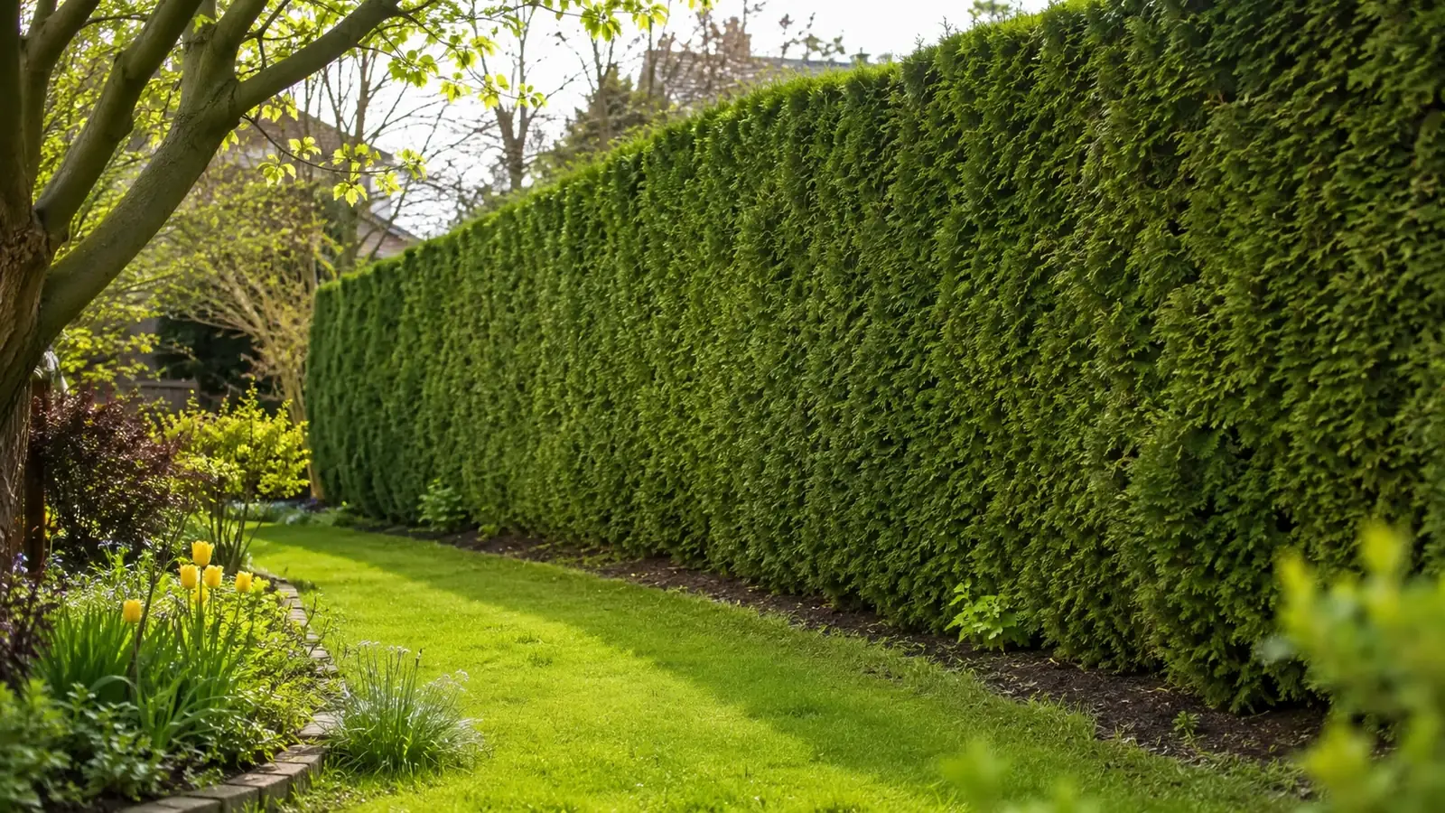 Thuja-Hecke pflegen im Garten