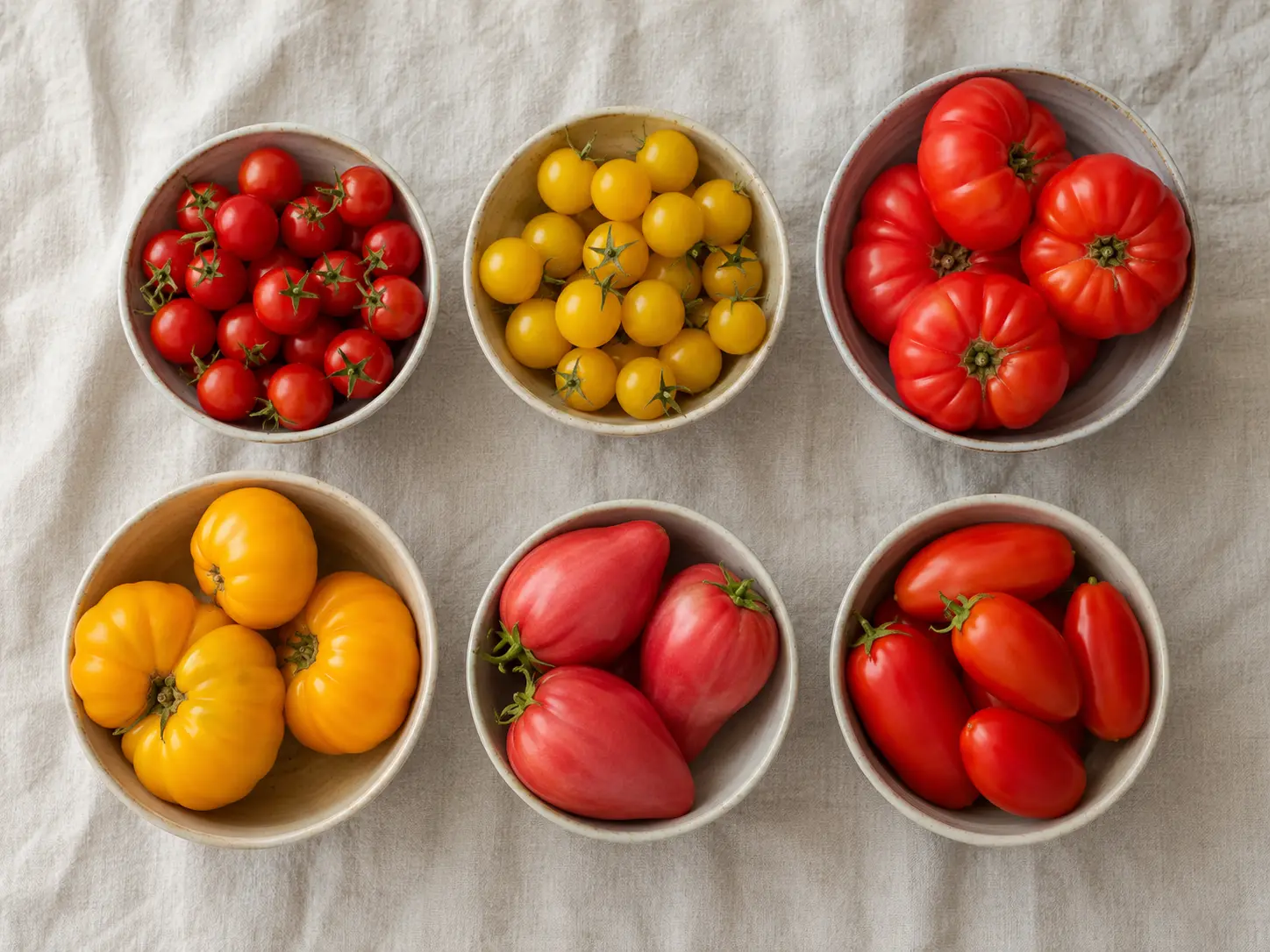 Verschiedene Tomatensorten von Cocktail bis Fleischtomate